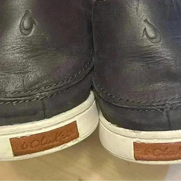 Olukai Pehuea Heu Women size 9 Shearling Lined Slip On Shoe Leather Upper Black - Picture 10 of 10